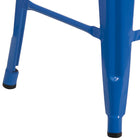 Flash Furniture Commercial Grade 24" High Backless Metal Indoor-Outdoor Counter Height Stool with Square Seat - Blue-Backless Design