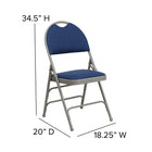 Flash Furniture HERCULES Series Ultra-Premium Triple Braced Navy Fabric Metal Folding Chair with Easy-Carry Handle-22mm x 1.2mm Round Steel Pipe Frame