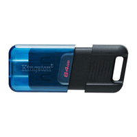 Kingston DataTraveler 80 M 64 GB USB-C Flash Drive - Blue/Black-64 GB storage capacity