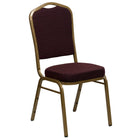 Flash Furniture HERCULES Crown Back Stacking Banquet Chair with Gold Frame - Burgundy Patterned Fabric-500 lb. Weight Capacity