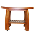 Oceanstar Solid Wood Spa Shower Bench with Storage Shelf, Teak-Slatted design for even air circulation
