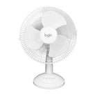 Logix 12" Oscillating Desk Fan, White-Wide angle motorized oscillation