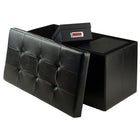 Winsome Ashford 15" x 29.9" Ottoman with Storage, Faux-Leather, Black (20627)-Instant, easy assembly