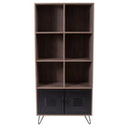 Flash Furniture Woodridge Collection Rustic Wood Grain Finish Storage Shelf with Metal Cabinet Doors (NANJN21735BF)-Storage Shelves