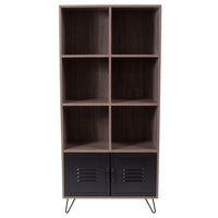 Flash Furniture Woodridge Collection Rustic Wood Grain Finish Storage Shelf with Metal Cabinet Doors (NANJN21735BF)-Storage Shelves
