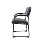 Nicer Furniture Sled Base Side Guest Chair with Arms - Black Leather-Contoured Cushions