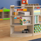 Flash Furniture Bright Beginnings Commercial Grade Bow Front 3 Tier Wooden Classroom Open Corner Storage Unit, Safe - Natural-Quick and Easy Assembly with Included Materials