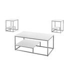 Monarch Specialties 7961P Table Set - 3Pcs Set/White/Silver Metal-3 piece table set includes a coffee table with two matching end tables