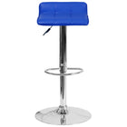Flash Furniture Contemporary Blue Vinyl Adjustable Height Barstool with Quilted Wave Seat & Chrome Base-Contemporary Style Stool