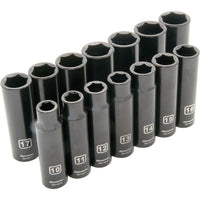 Dynamic Tools 1/2" Drive 14 Piece 6 Point, Deep Impact, Metric Socket Set, 10mm - 23mm-Contains: 10, 11, 12, 13, 14, 15, 16, 17, 18, 19, 20, 21, 22, 23mm