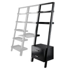Winsome Bellamy Leaning Shelf with Storage, Black (29522)-Made of Solid and Composite Wood