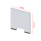 Mark Maker Modular Sneeze Guard Front - 30" W x 31.5" H panel 1/4" Clear Acrylic -2 8" aluminum bottom rails - with 4"x12" pass-Made from 1/4” clear acrylic.