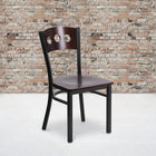 Flash Furniture HERCULES Series Black 3 Circle Back Metal Restaurant Chair - Walnut Wood Back & Seat-.625" Thick Plywood Seat