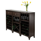 Winsome Ancona Modular Wine Cabinet with One Drawer, Glass Rack, X Shelf, Espresso-Assembly Required