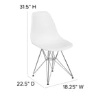 Flash Furniture Elon Series Plastic Chair with Chrome Base - White-Designed for Commercial Use