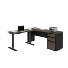 Bestar Connexion 2-Piece Set: A Standing Desk and A Desk, Antigua & Black-The control button is located on the front edge of the work surface for an easy access