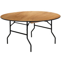 Flash Furniture 60" Round Wood Folding Banquet Table with Clear Coated Finished Top-Ready To Use Banquet Table