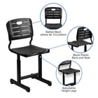 Flash Furniture Adjustable Height Black Student Chair with Black Pedestal Frame-Anti-Slip Floor Caps prevent chair from slipping and reduces any noise