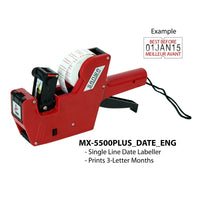 Motex 5500 3-Letter Month Date Labeller English, Red (38-1109-7ENG)-Labelling Gun