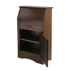 Winsome Regalia Secretary Desk, Antique Walnut-A drawer and large cabinet provide plenty of additional storage space.