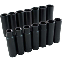 Gray Tools 14 Piece 1/2" Drive 6 Point Metric, Deep Impact Socket Set, 10mm-23mm-Contains Sizes: 10, 11, 12, 13, 14, 15, 16, 17, 18, 19, 20, 21, 22, 23mm.