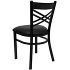 Flash Furniture HERCULES Series Black "X" Back Metal Restaurant Chair - Black Vinyl Seat-Black Vinyl Upholstered Seat
