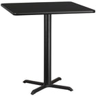 Flash Furniture 42" Square Black Laminate Table Top with 33" x 33" Table Height Base-Hospitality Table