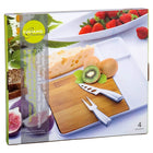 Luciano Porcelain Platter with Bamboo Cutting Board and Knife Set, 13 inches, White-Purpose: use the cutting board and knife to prepare appetizers and place them on a porcelain tray to serve crackers, cheese, cured meat, fruits, and veggies