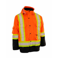 Forcefield 4-in-1 Safety Parka - Orange with Black Trim - XL-Orange polyester PU