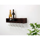 Claret Wine Bottle & Glass Holder Wall Shelf, 22"L x 5"D x 4.5"H, Espresso (FN00379-9INT)-Easy to hang using keyholes on the back