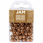 JAM Paper Colorful Push Pins - Round Head Map Thumb Tacks - Rose Gold - 100 Pack-Color: Rose Gold