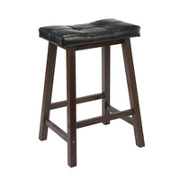 Winsome Mona 24" Leather Cushion Saddle Seat Stool, Antique Walnut-Modern and simplistic style saddle stools