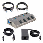 StarTech 4-Port Self-Powered USB-C Hub with Individual On/Off Switches - Space Grey-Includes 3.3ft USB-C, USB-A host cables to support both USB-A and USB-C host computers