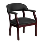 Flash Furniture Black Top Grain Leather Conference Chair with Accent Nail Trim-Traditional Style
