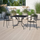 Flash Furniture 35.5" Square Black Indoor-Outdoor Steel Patio Table-Top Size: 35.5" Square