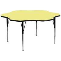 Flash Furniture 60'' Flower Shaped Activity Table with Thermal Fused Laminate Top and Standard Height Adjustable Legs, Yellow-Yellow Laminate