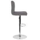 Flash Furniture Bellagio Contemporary Adjustable Height Barstool with Accent Nail Trim - Dark Grey Fabric - 2 Pack-Individual Silver Nail Accents