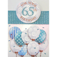 Rosedale Greeting Card, Birthday Age 65, Baloons-Printed on premium coated card stock