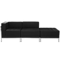Flash Furniture  Hercules Imagination Series Leather 3-Piece Chair and Ottoman Set, Black (ZBIMAGSET6)-Black Bonded Leather