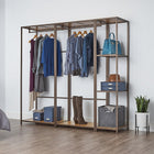 TRINITY Modular Bamboo Closet Organizer - 2-Piece Set, Bronze Anthracite (TBFPRA-2704)-One 4-Tier Bamboo Shelving Rack: 2 Fixed Bamboo Shelves: 13.4" x 20"/ 2 Adjustable Bamboo Shelves: 13.4" x 20" with 200 lbs total weight capacity