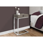 Monarch Specialties 3254 Accent Table - Chrome Metal/Dark Taupe With A Drawer-Its chromed metal base provides sturdy support along with a fashionable touch that will suit any decor