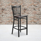 Flash Furniture HERCULES Series Black Vertical Back Metal Restaurant Barstool - Walnut Wood Seat - 2 Pack-Welded Joint Assembly
