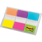 Post-it Flags, 1", Electric Glow, 60-Pack-Alternating flags in Electric Glow colours - 10 each of orange, yellow, purple, pink, blue and green