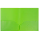 JAM Paper Plastic POP Two Pocket Folders, Lime Green, 12 Pack (382Eligrg)-Green