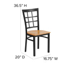 Flash Furniture HERCULES Series Black Window Back Metal Restaurant Chair - Natural Wood Seat-18 Gauge Steel Frame