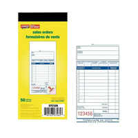 Staples Bilingual Sales Order Form - Triplicates - Carbonless - Staple Bound - 3" x 7" - 50 Forms-Ideal for tracking when products or services are ordered prior to delivery