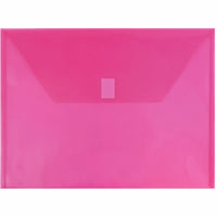JAM Paper Plastic Envelopes with Hook & Loop Closure - Letter Booklet - 9.75" x 13" - Fuchsia Pink Poly - 12 Pack -Colour: Fuchsia Pink