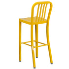 Flash Furniture 30" High Yellow Metal Indoor-Outdoor Barstool with Vertical Slat Back-Yellow Powder Coat Finish