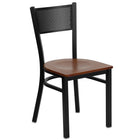 Flash Furniture HERCULES Series Black Grid Back Metal Restaurant Chair - Cherry Wood Seat-500 lb. Weight Capacity