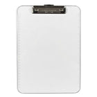 Charles Leonard Plastic Clipboard, Clear, 5 Pack (CHL89710)-Tough, durable injection molded plastic with smooth edges. Low profile clip with rubber grips holds paper securely. Pull-out hook for hanging. Contemporary transparent colours. Clipboard also features a 12" ruler on the edge, inches on one side, centimeters on other side. Letter size.